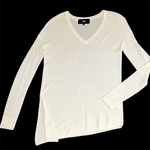 LINE Asymmetric pullover sweater, lightweight cashmere/viscose blend, cream, S